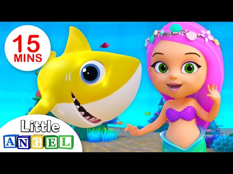 Bebê Tubarão e a Pequena Sereia (Baby Shark) | Vídeos Infantis | Little Angel Português