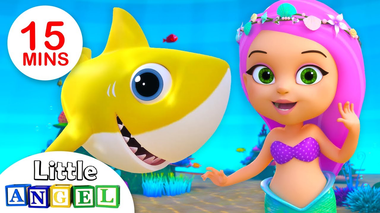 Bebê Tubarão e a Pequena Sereia (Baby Shark) | Vídeos Infantis | Little Angel Português