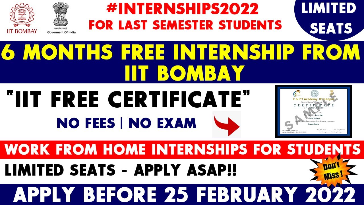 IIT Winter Internship 2022 Work From Home Internships 6 months