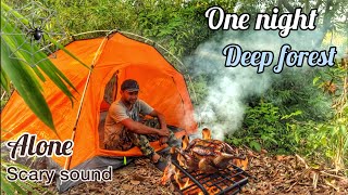 camping Alone in deep forest😧 !  rain forest scary sound