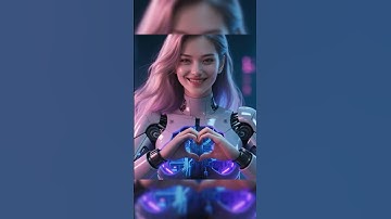 Beautiful Futuristic Robot Girl Makes Heart Gesture | Neon AI Aesthetic #FuturisticRobot #RobotGirl