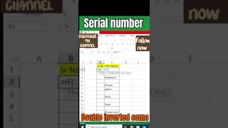 How to Insert Serial number Automatically in Excel sheet