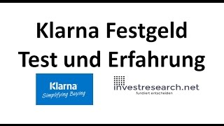 Klarna Festgeld Test und Erfahrung