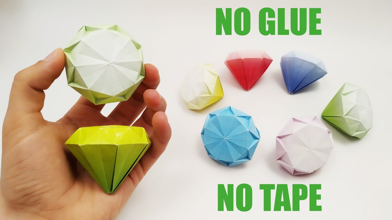 ダイアモンドの折り方 の作り方 テープなし 接着剤なし はさみなし Origami Diamond Youtube