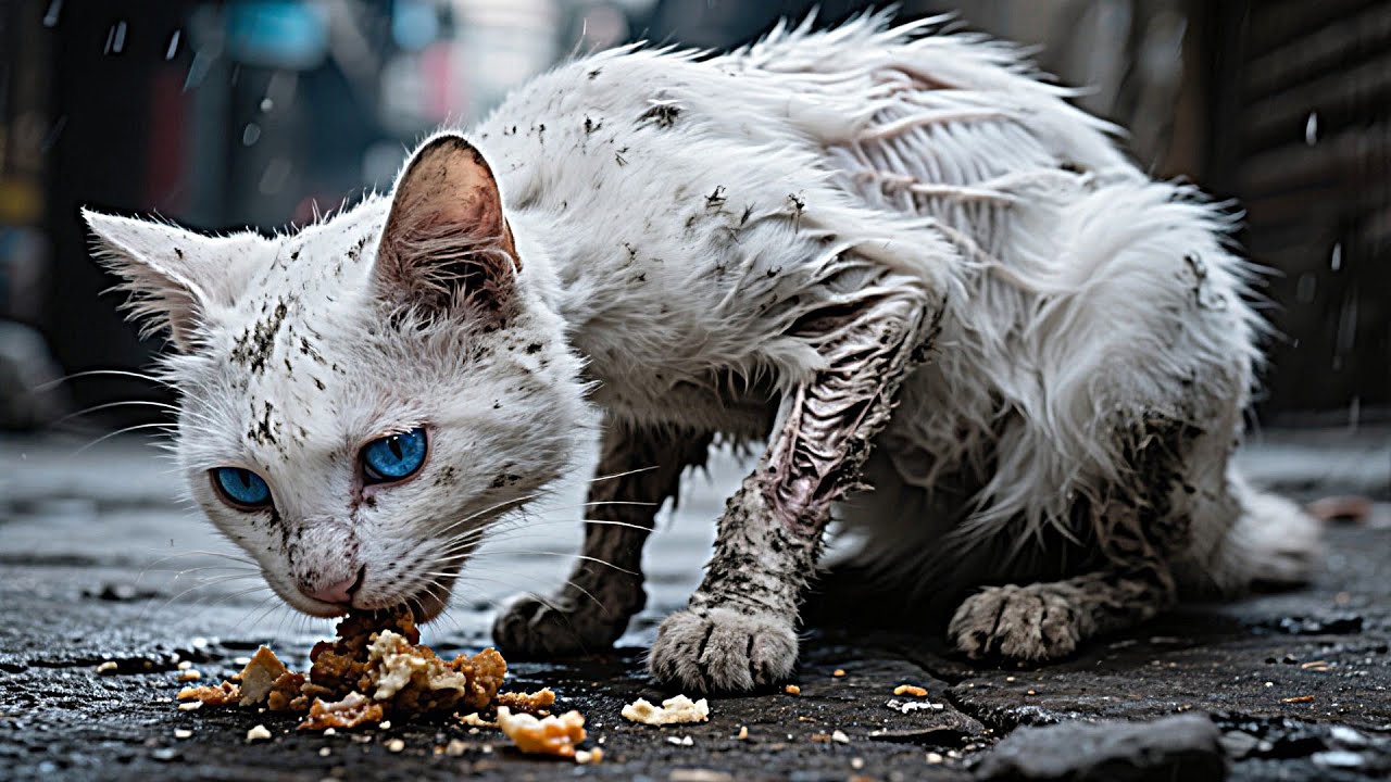 😿🐾 The Poor White Cat’s Suspenseful Journey 🐈💔 A Homeless Cat Story of Survival & Hope  Sad Cat