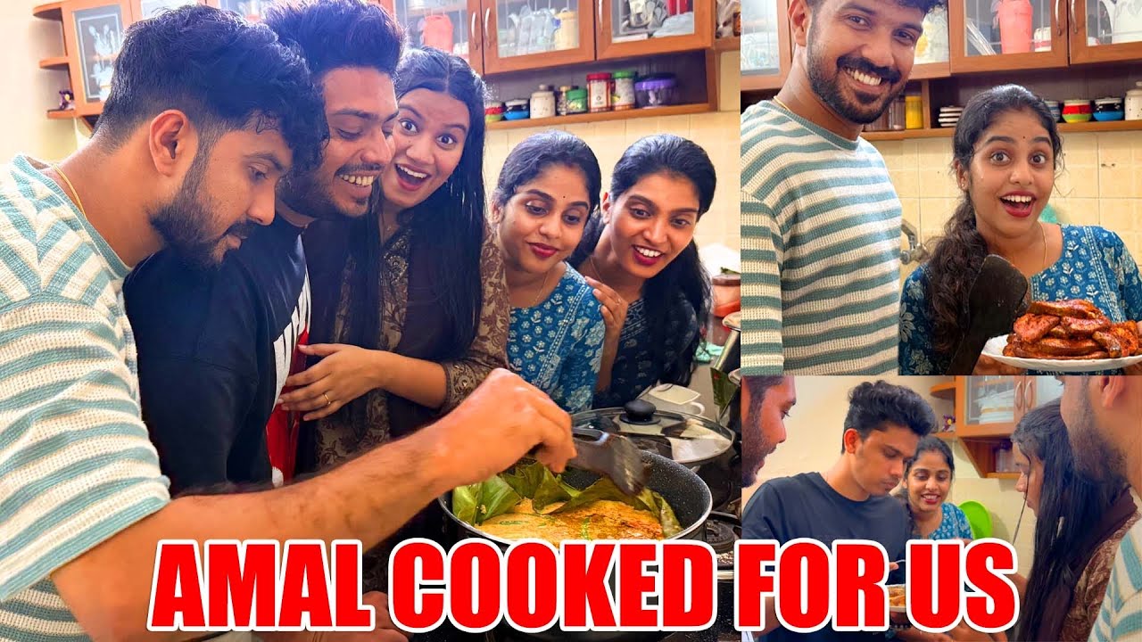HUSBAND COOKING FOR A DAY ❤️ ANJI ഞെട്ടി 😍 | AMAL COOKED FOR US | FISH NIRVANA | PULLOTHI