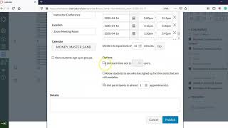 Using Canvas Calendar to Schedule Appointments