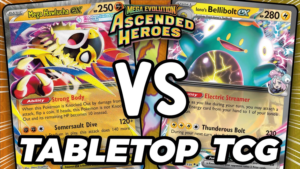 Can Mega Hawlucha ex Defeat Iono's Bellibolt ex in this Pokemon TCG Tabletop Match!?!
