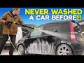 Teaching a beginner how to wash  polish a car by hand