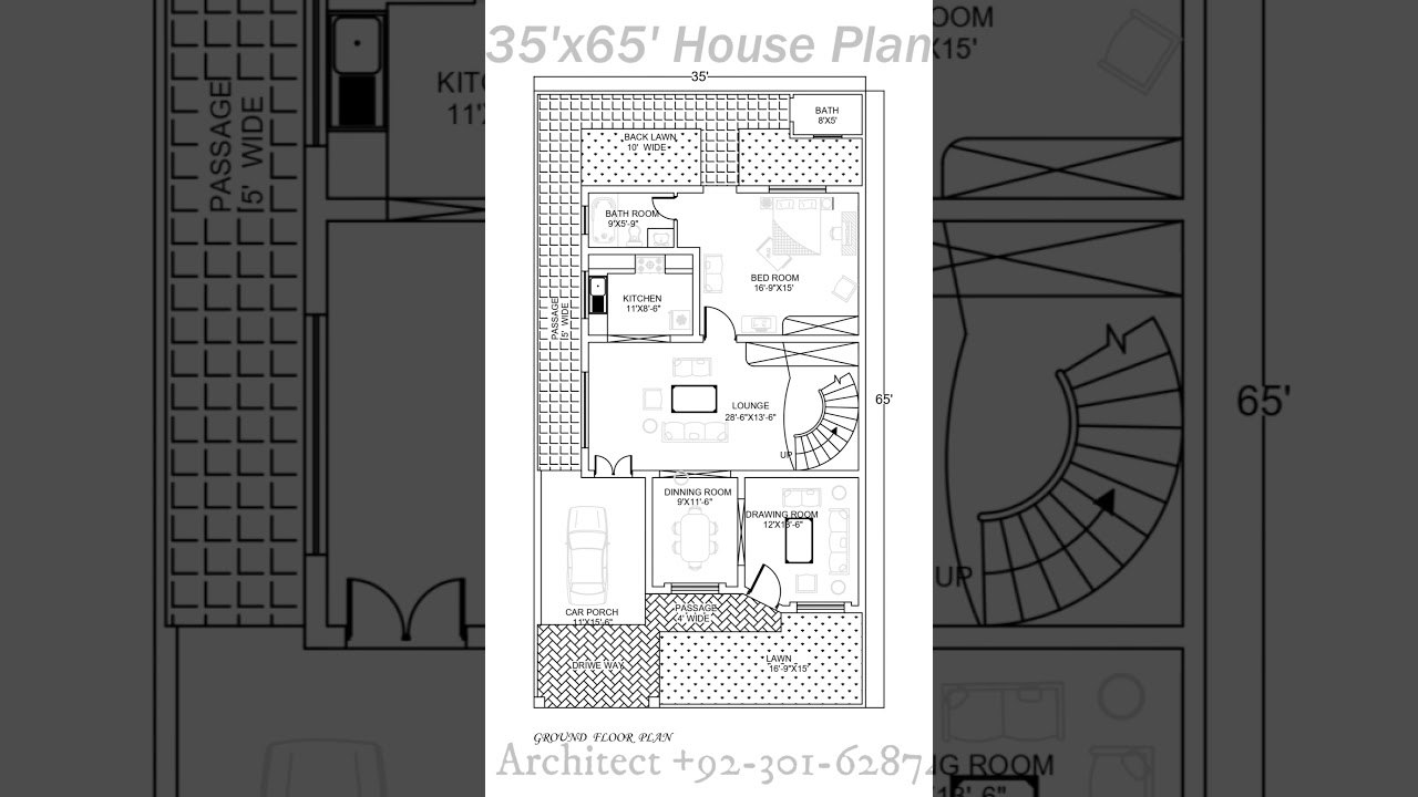 Compact Living 35'x65' 1BHK Home Design for Modern Comfort