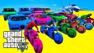 GTA V Mega Ramp On Bikes, Fighter Jets and Boats By Trevor and Friends Stunt Map Racing Challenge screenshot 5
