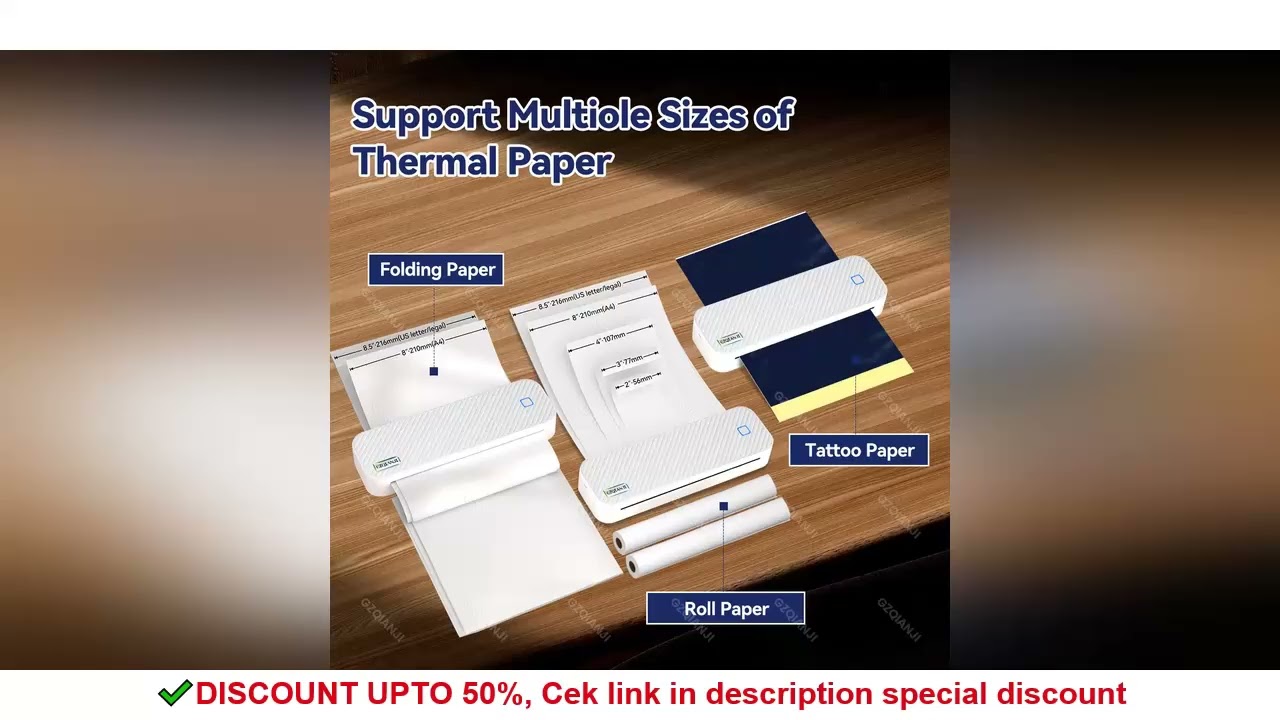 Inkless Portable A4 Thermal Printer Bluetooth PDF Excel Word Document Printing Machine Paper Roll