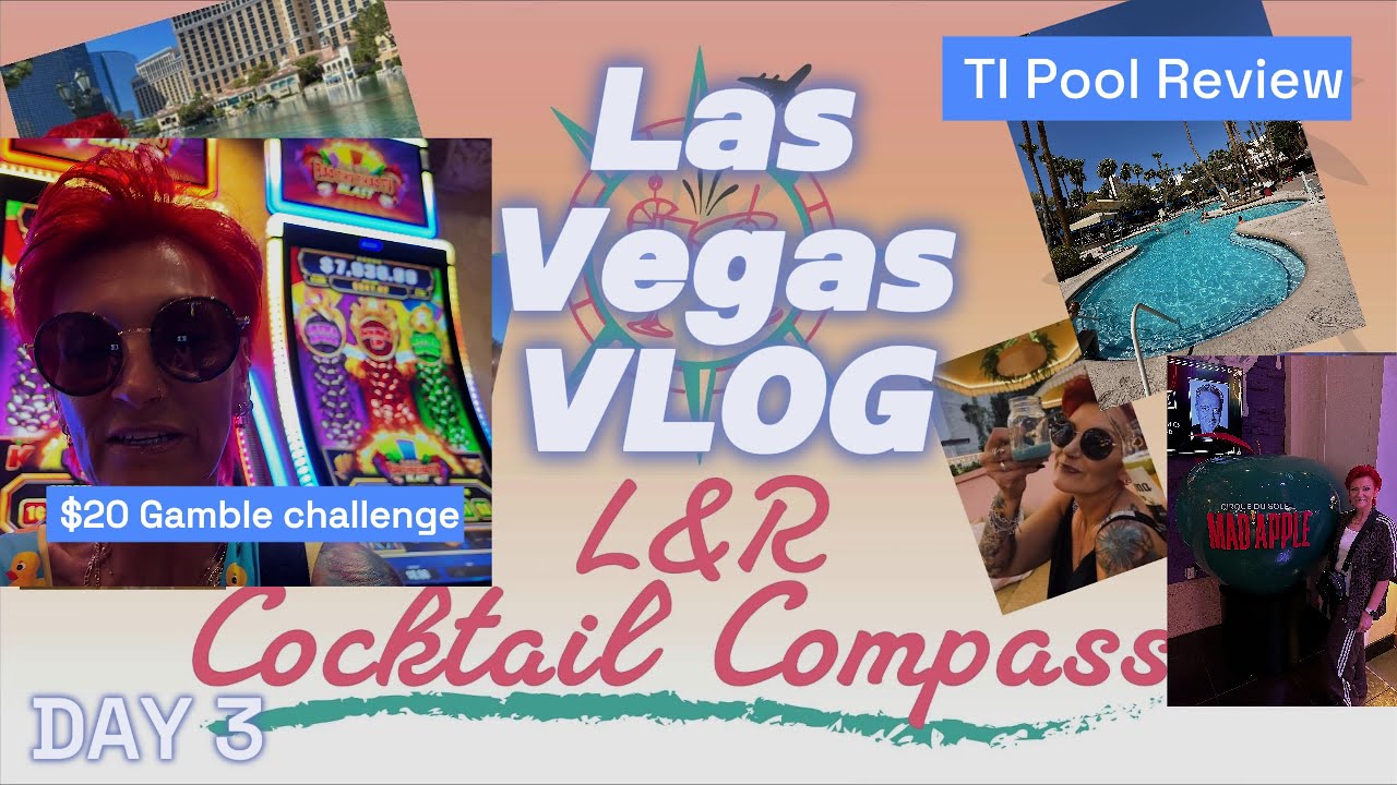 Las Vegas July 2025 Travel Vlog Day 3-Treasure Island Pool review-$20 Gamble Challenge-Mad Apple NY