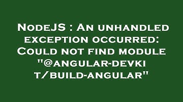 NodeJS : An unhandled exception occurred: Could not find module "@angular-devkit/build-angular"
