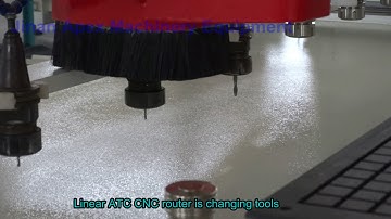 Linear ATC cnc router is changing tools
