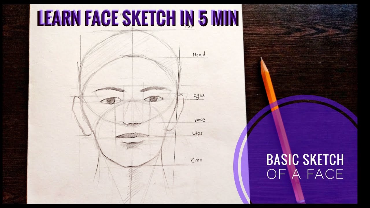 How to draw a face | basic human face sketching | Learn sketching - YouTube