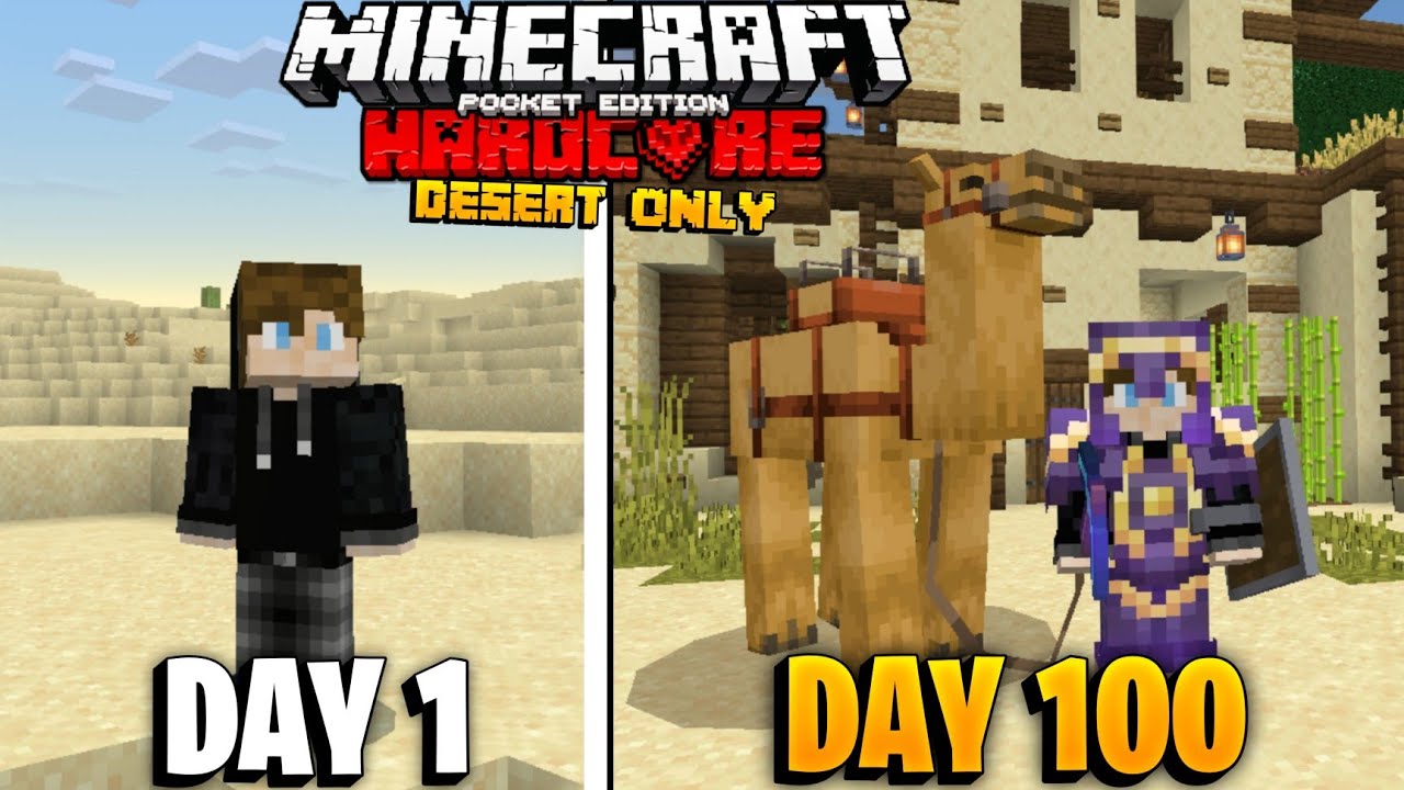 I Survived 100 Days ONLY DESERT WORLD In Minecraft Pe 1.20 HARDCORE...