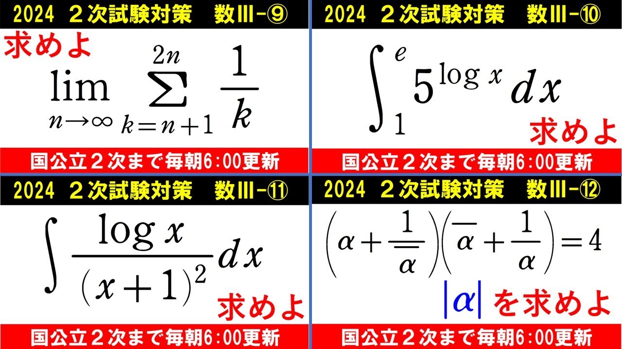 国公立大 私立大 数学 対策 数Ⅲ 総集編[Ⅲ]⑨～⑪ 復習用に使って