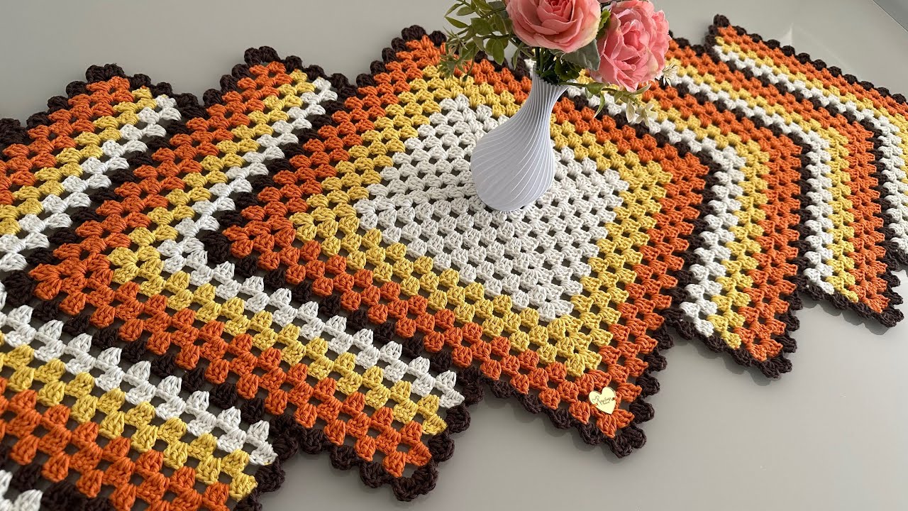 Trilho de mesa de crochê simples, aula passo a passo