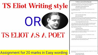 TS Eliot as a poet and his writing style