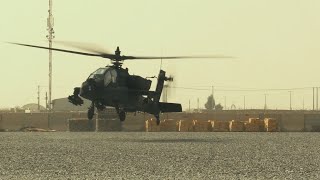TF Marauder AH-64 Apache helicopters stop to refuel | color graded footage