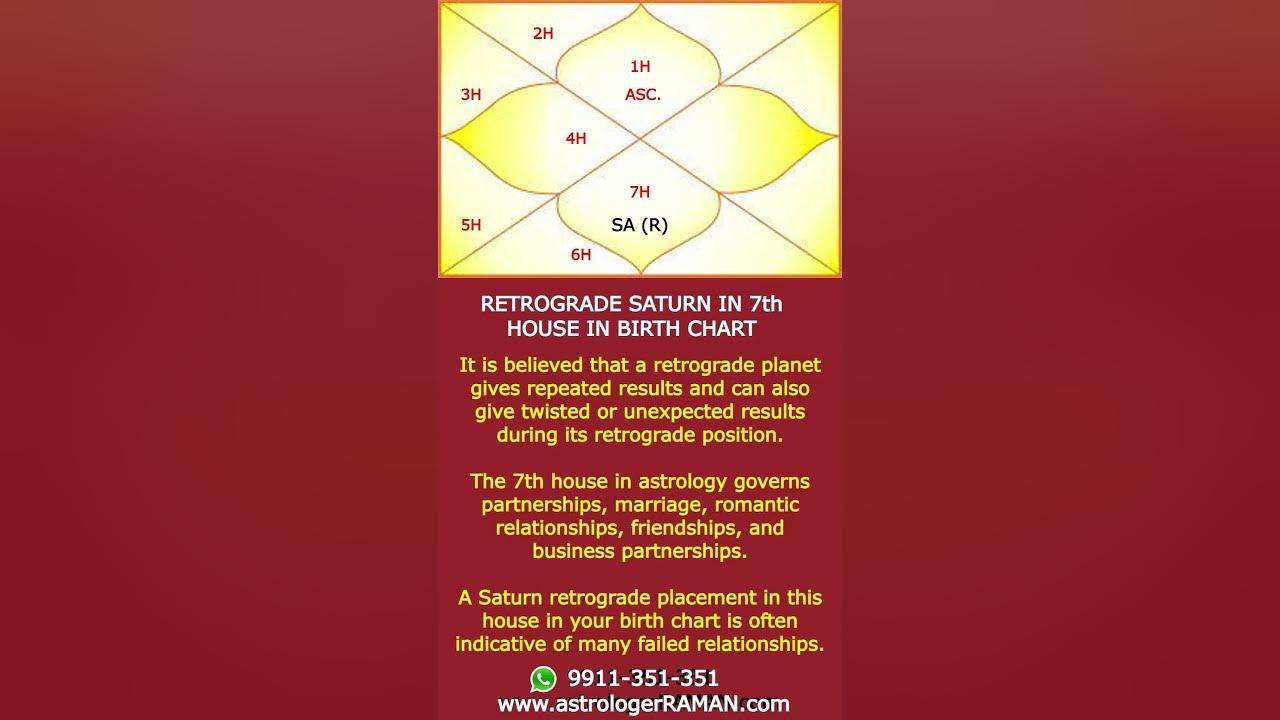 Retrograde Saturn in 7th House in Birth Chart I One Minute Astrology I