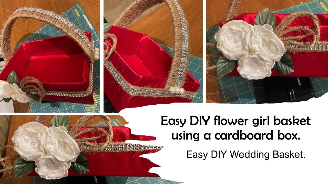 EASY DIY FLOWER GIRL BASKET USING A CARDBOARD BOX YouTube