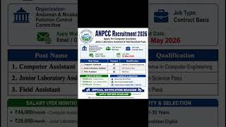 ANPCC Recruitment 2026 Notification Out! 🏢 | Computer Assistant, Lab Assistant Salary ₹44,000/-