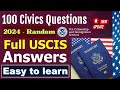 2024 (Full Answers) USCIS Official 100 Civics Questions & Answers for US Citizenship Interview 2023