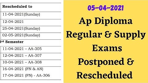 Ap Diploma Regular & Supply Exams Postponed