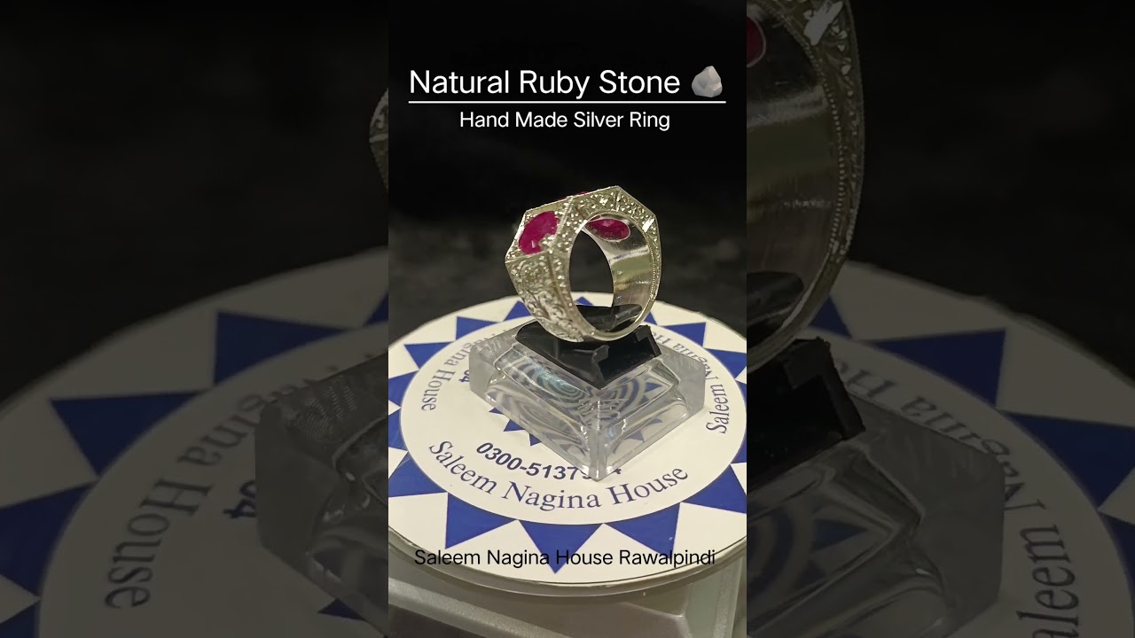 Natural Ruby Stone With Hand Made Silver Ring Available 