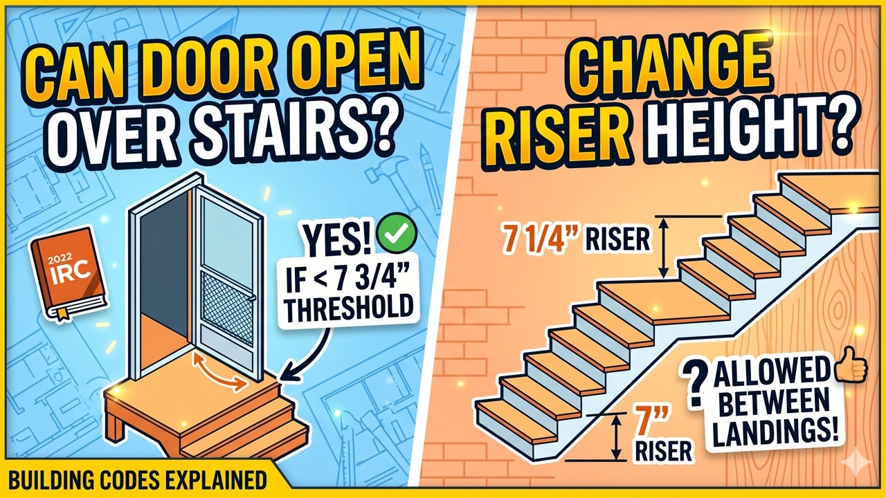 Stairway Building Codes - Door Swings And Riser Height Rules Explained ...