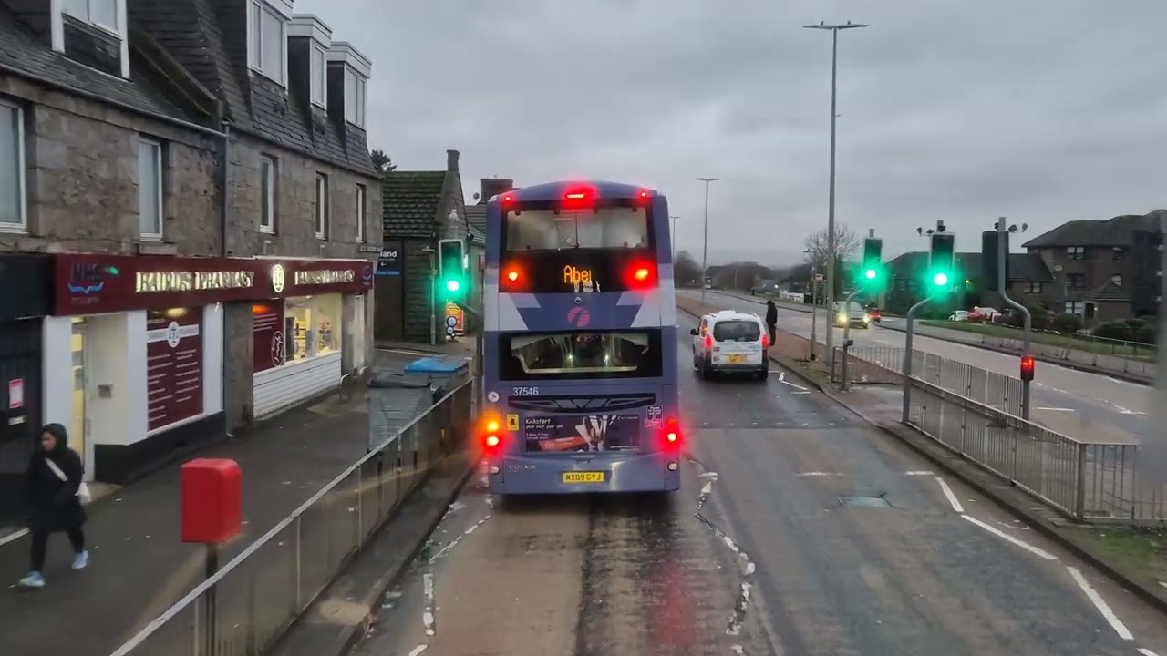 Rainy Day Bus Ride - Aberdeen, Scotland / 4K 60fps / Calm Piano / Slow TV