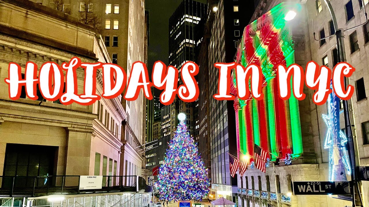 ⁴ᴷ⁶⁰ Holidays in NYC Walking Tour Christmas Tree on Wall Street YouTube