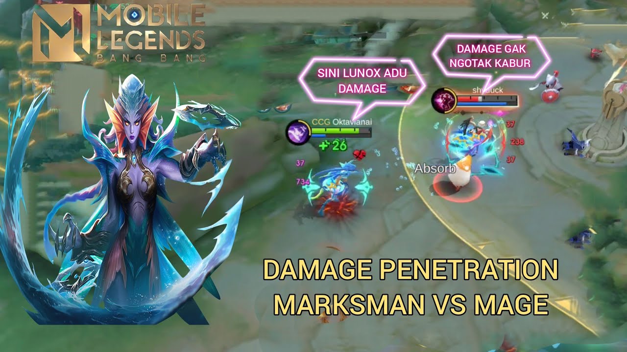 BERADU DAMAGE PENETRATION KARRIE VS LUNOX DENGAN MENGELUARKAN ULTIMATENYA - MOBILE LEGENDS 