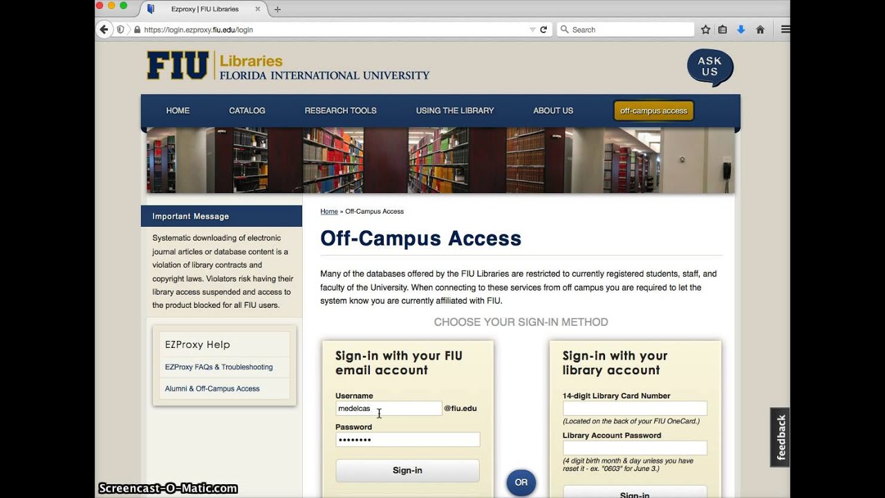 FIU Libraries Research: off-campus access - YouTube