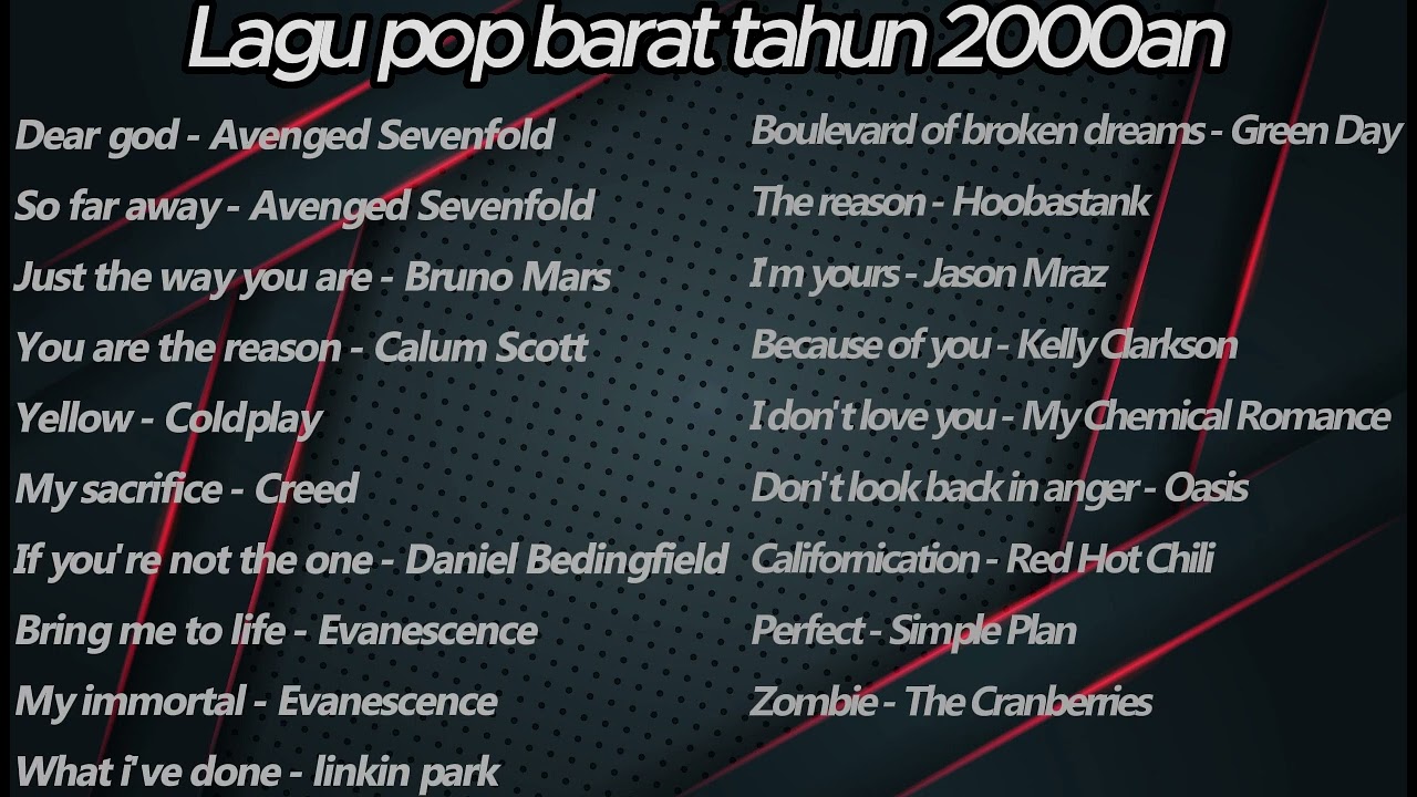 Kumpulan Lagu Pop Luar Tahun 2000an - Lagu barat viral