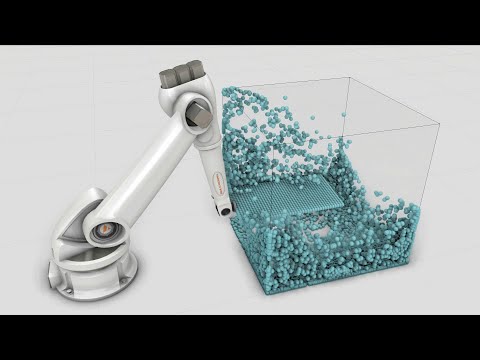 Visual Components - 3D Fluid Simulation Interactive with Robot - SPH method