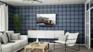 Catherine Lansfield Kelso Check Wallpaper Navy Muriva 165524 - 3D Room screenshot 2