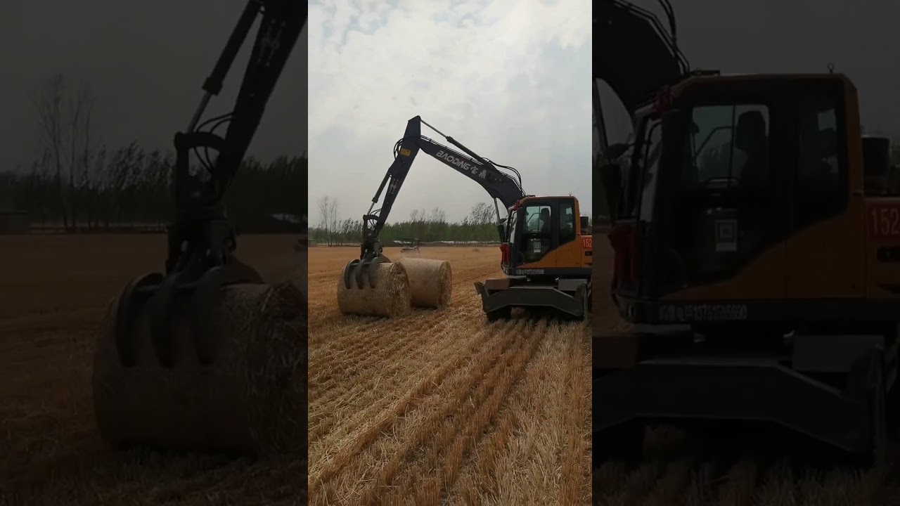 Arrive at the biomass power plant. Used for loading and unloading straw bales grass haystacks.
