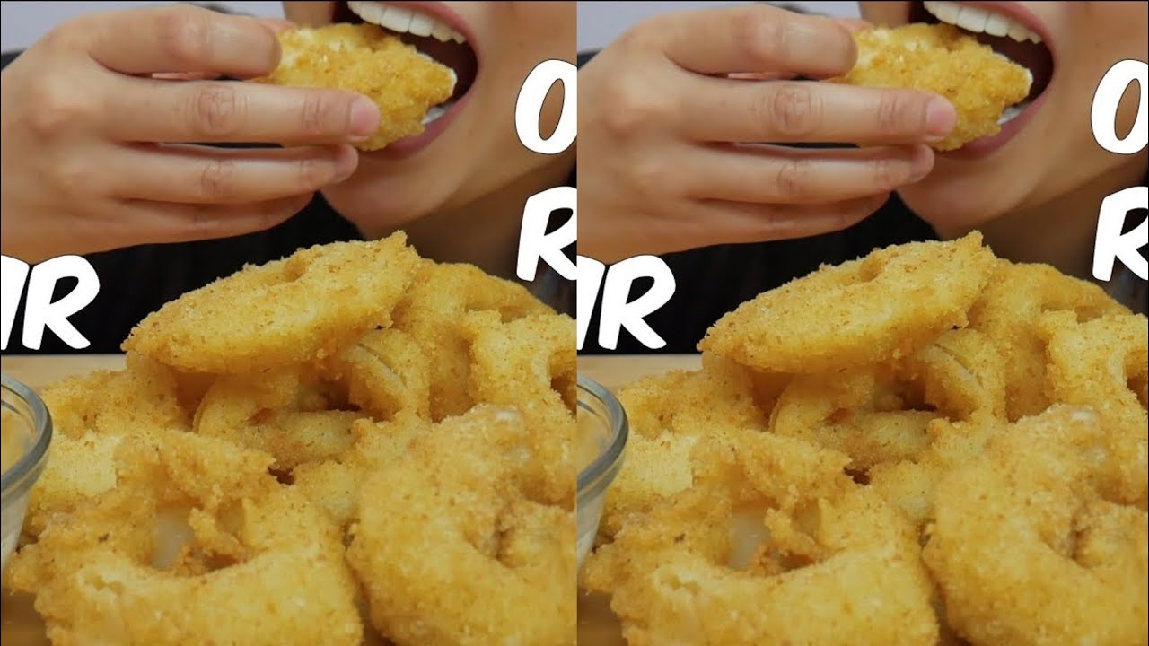 ASMR Onion Rings stuffed MOZZARELLA CHEESE (EXTREME CRUNCH EATING SOUNDS) No Talking | SAS-ASMR