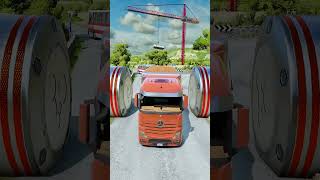 Cars &amp; Van vs Giant Pit Bollards Crash 💥 | Extreme Realistic Crashes | BeamNG.drive #shorts
