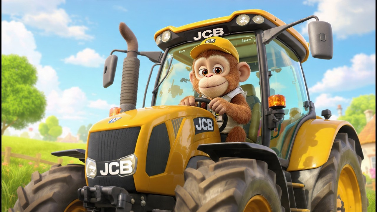 Monkey Sisi Drives the JCB Big Tractor || Poems For Kids || Little Kids Poems