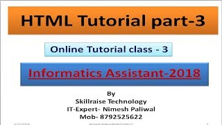 Html Basic Tags Part-3 | In Hindi | Informatics Assistant || By Skill Raise