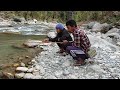 Hook and rod fishing in stream river of nepal  asala fishing  himalayan trout fishing 