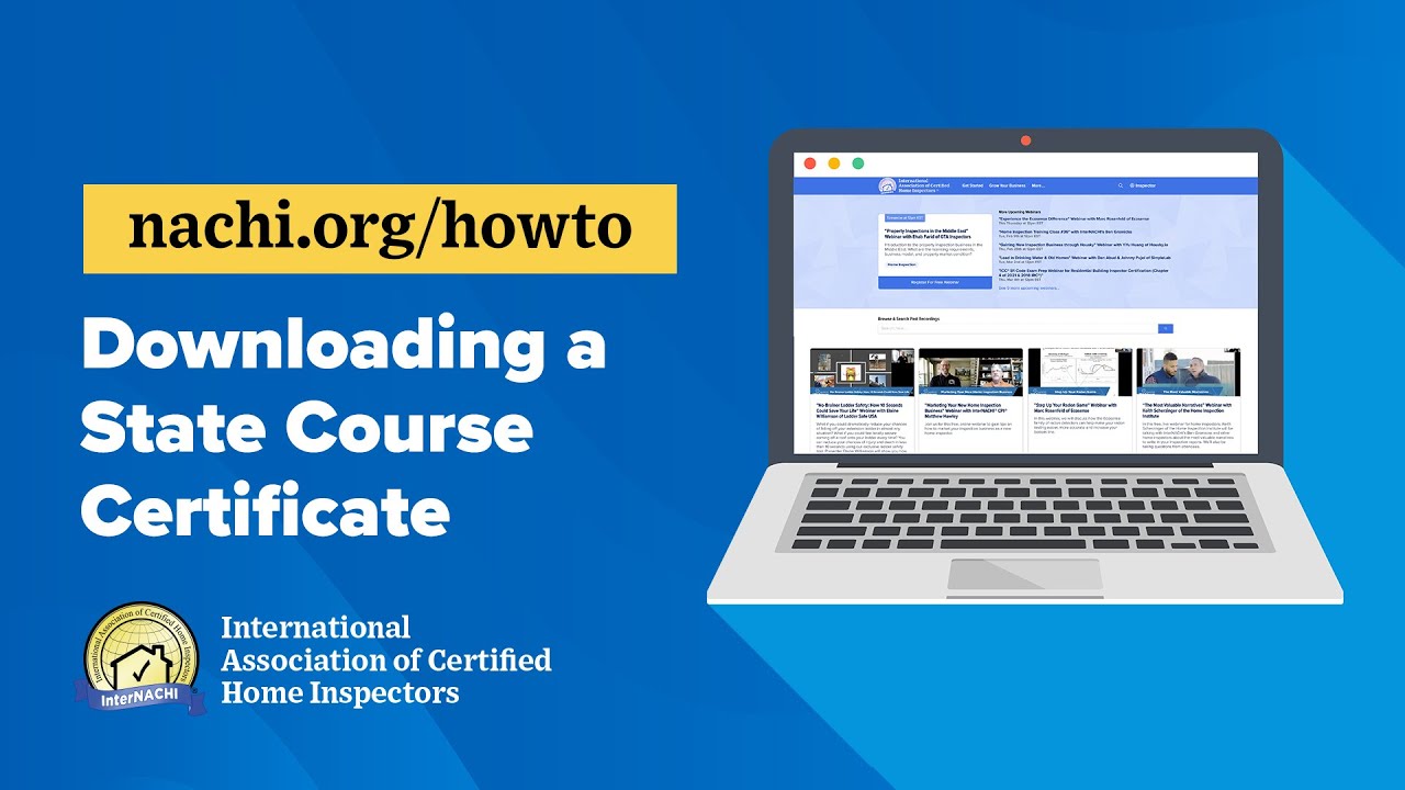 How to Download a State Course Certificate on nachi.org