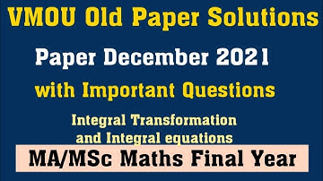 dec 21 MA/MScMT-09 l vmou msc maths classes l vmou old paper solution l vmou msc maths