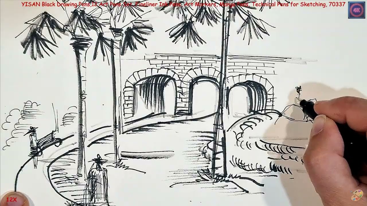 YISAN Black Drawing Pens,12 Art Pens Set, Fineliner Ink Pens, Art Markers, Manga Pens, Technical...