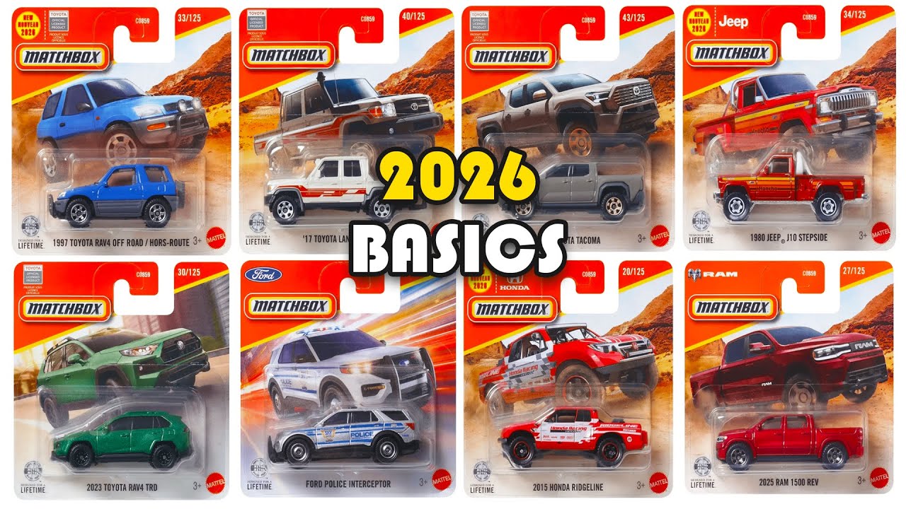 Showcase - Matchbox 2026 Basics Models, Toyota RAV4, Jeep J10 ...