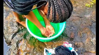 AFRICAN village life   ||    Bathing in the river.